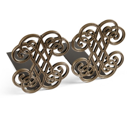 Pair of Patinated Brass Bookends