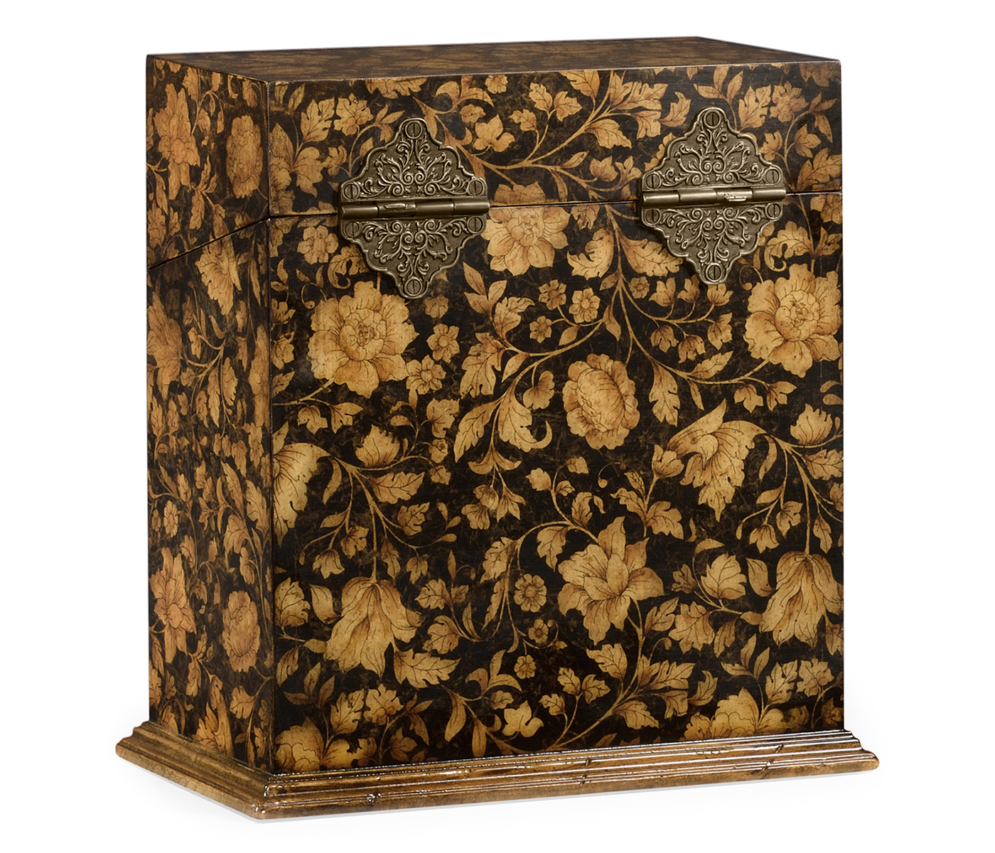 Pair of Glass Decanters & Black Chinoiserie Case