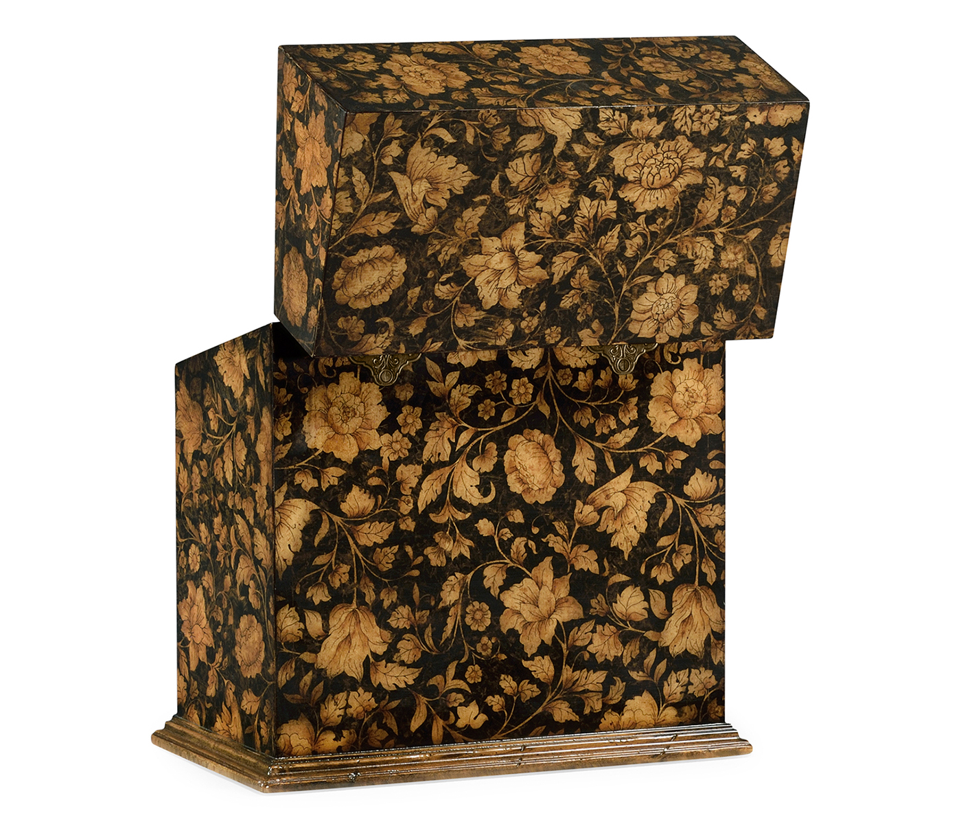 Pair of Glass Decanters & Black Chinoiserie Case