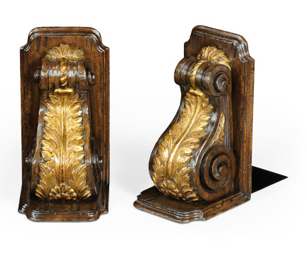 Pair of Gilded Bracket & Walnut Bookends