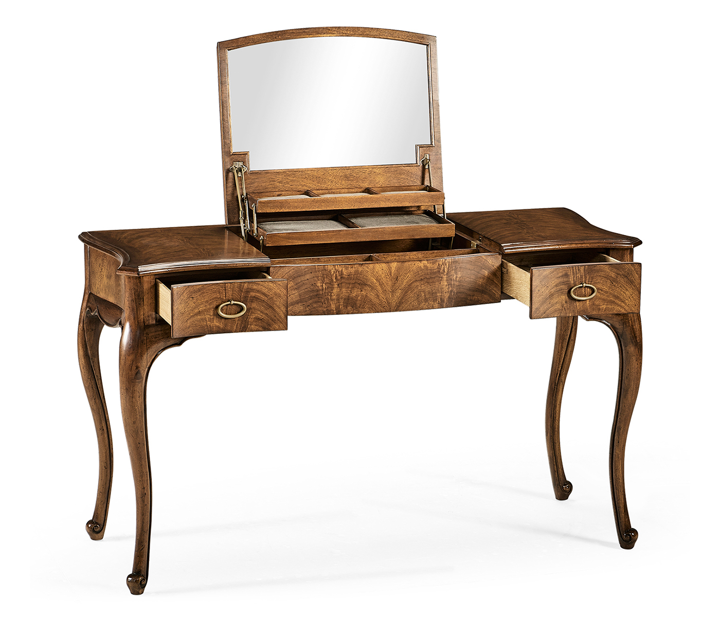 Dressing table with hinged mirror
