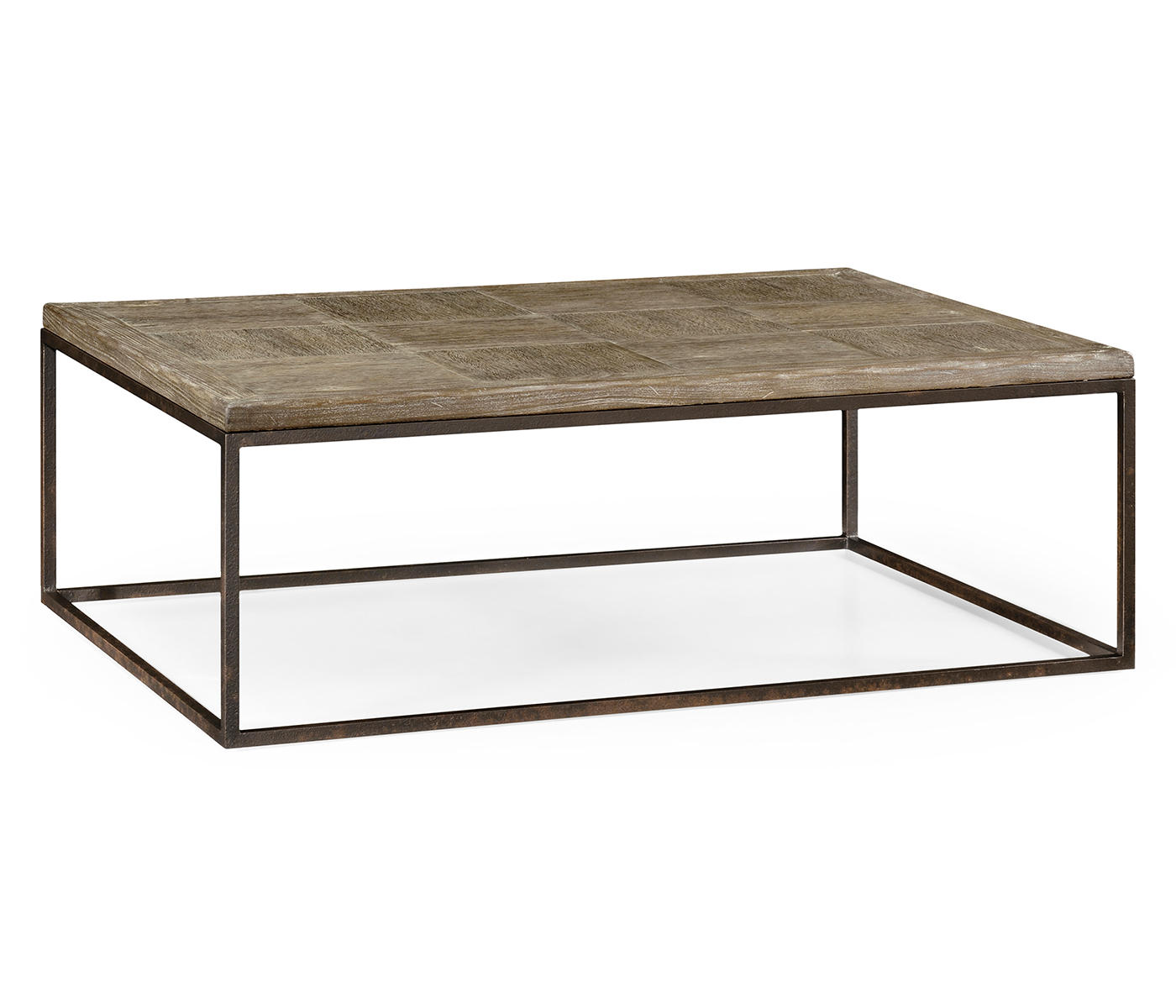 Limed oak & iron coffee table