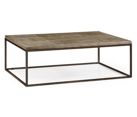 Limed oak & iron coffee table