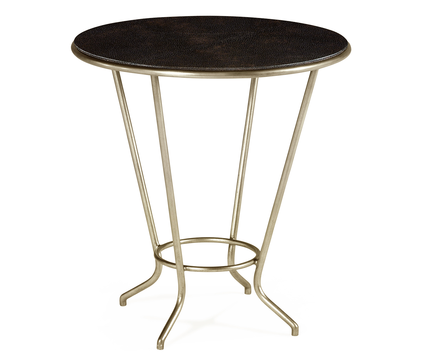 Leather top & silver iron side table