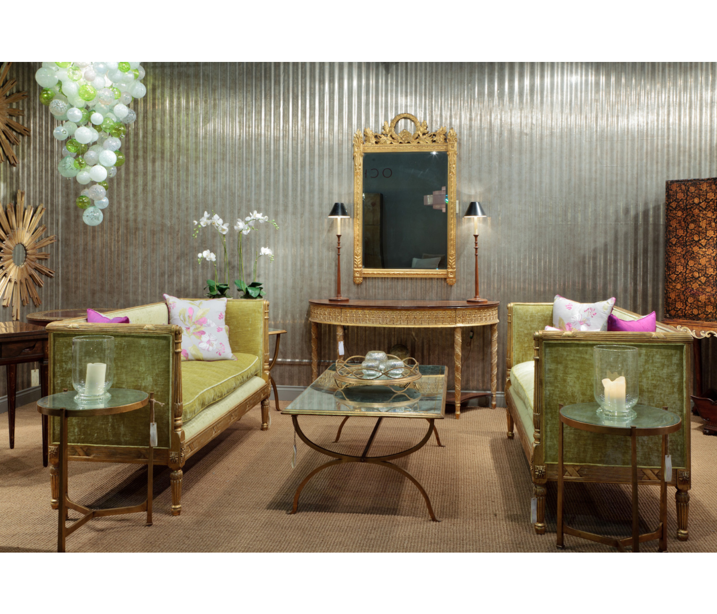 Ivory Scagliola & Bronze Medium Iron Lamp Table