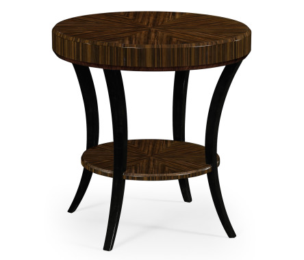 Round Art Deco Macassar Ebony High Lustre Side Table