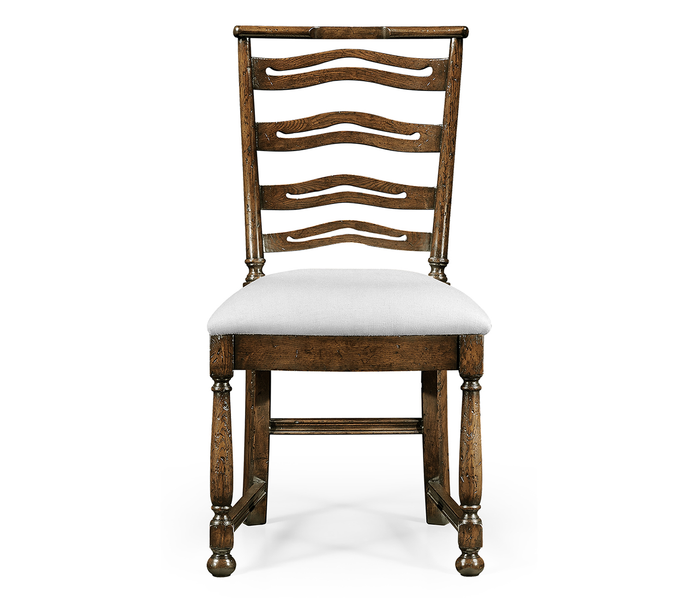 Dark Oak Pierced Ladder Back Country Side Chair