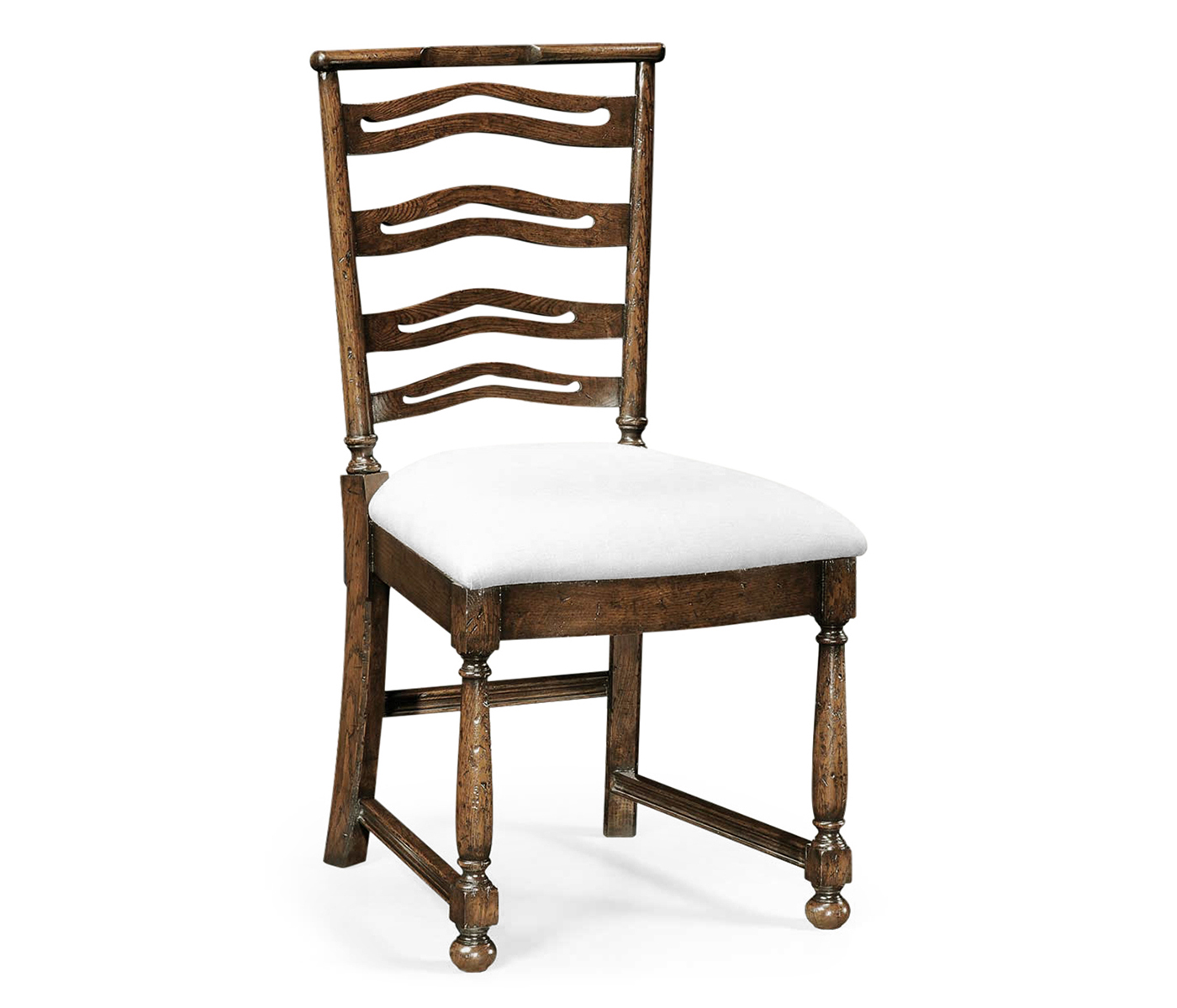 Dark Oak Pierced Ladder Back Country Side Chair