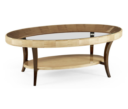 Art Deco Oval Glass Topped Coffee Table