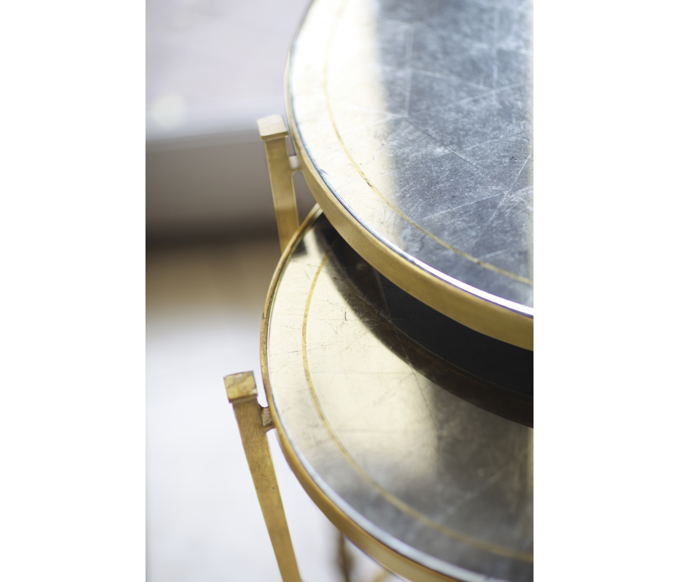 Églomisé & Gilded Iron Round Nest of Tables