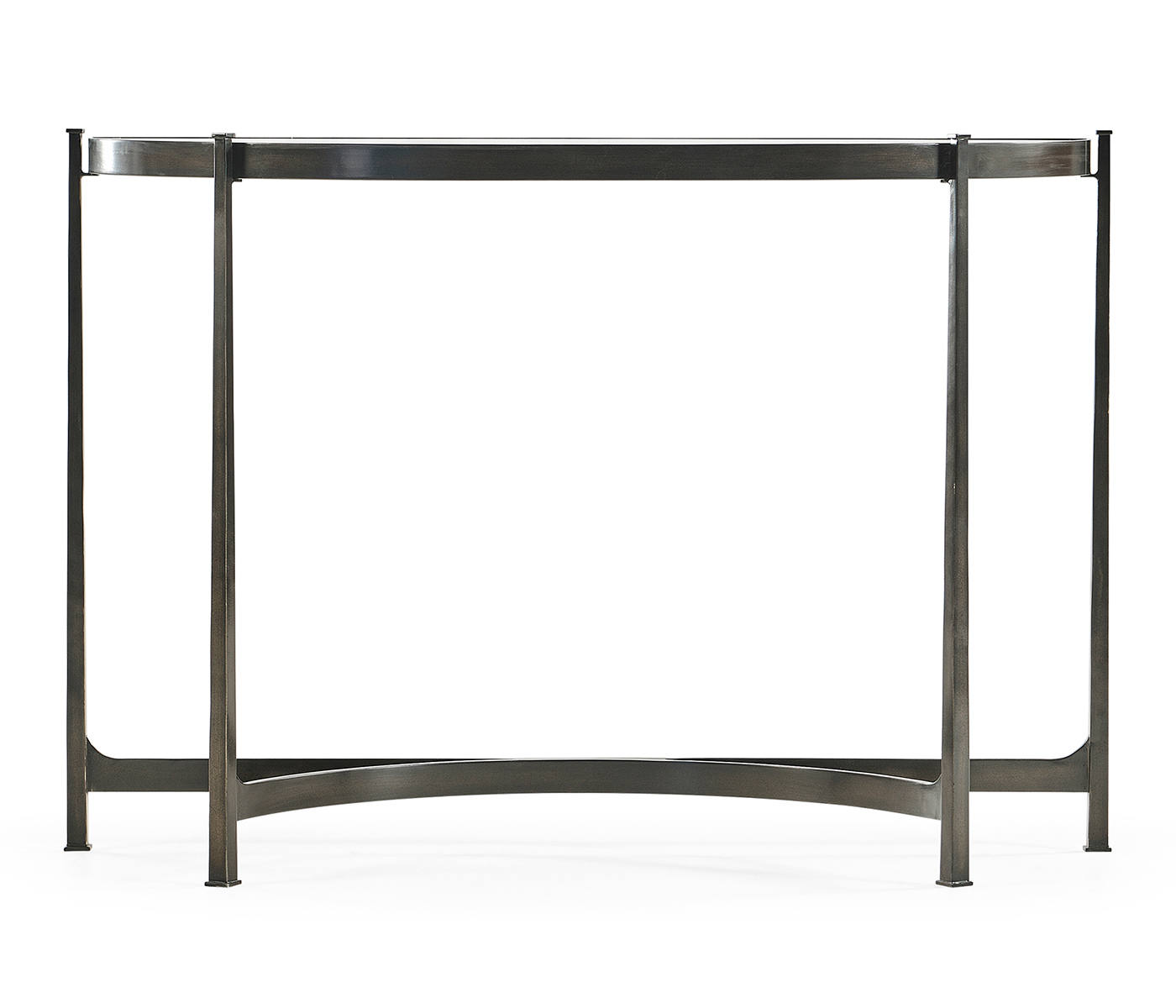Large Églomisé & Bronze Iron Demilune Console