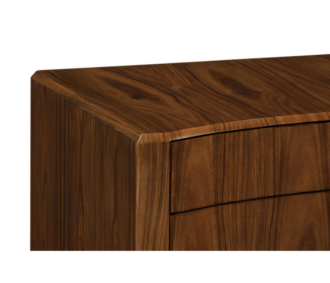 Art Deco curved chest of drawers with stainless steel handles (Satin)