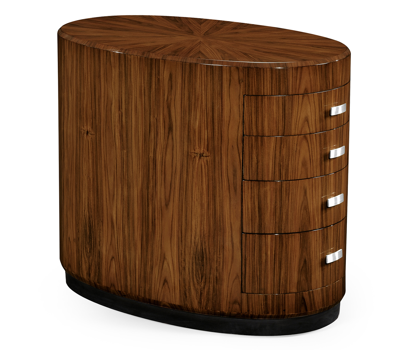 Art Deco oval chest of drawers with stainless steel (Satin)