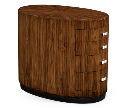 Art Deco oval chest of drawers with stainless steel (Satin)