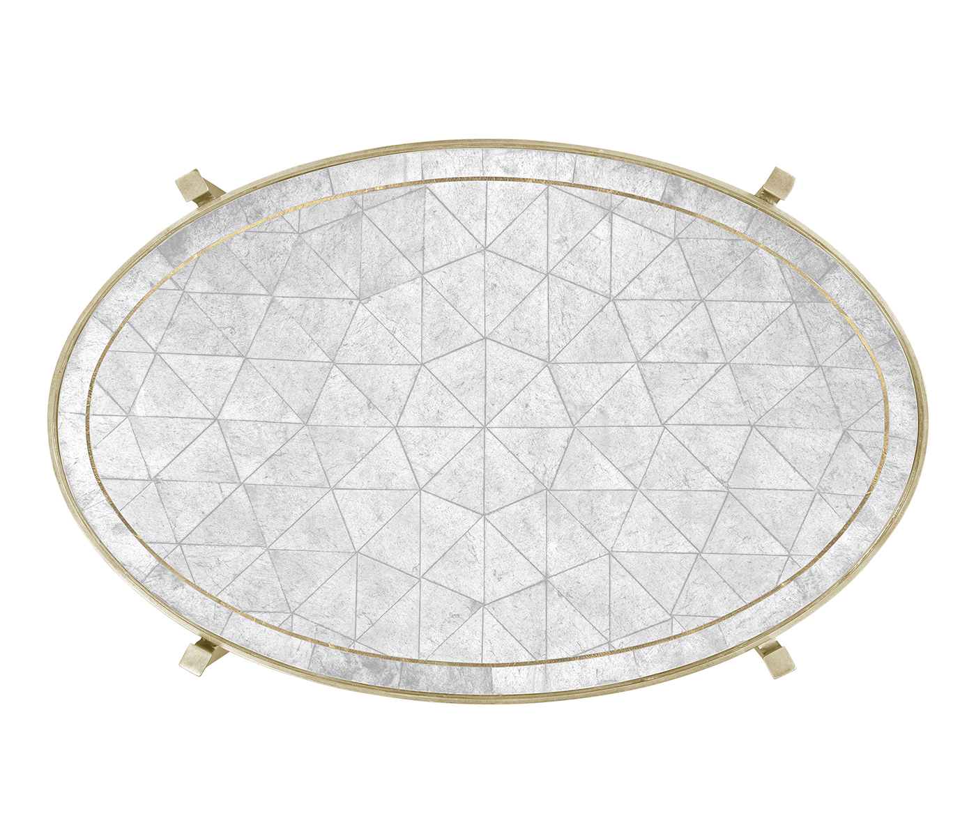 Large Églomisé & Silver Iron Three-Tier Table