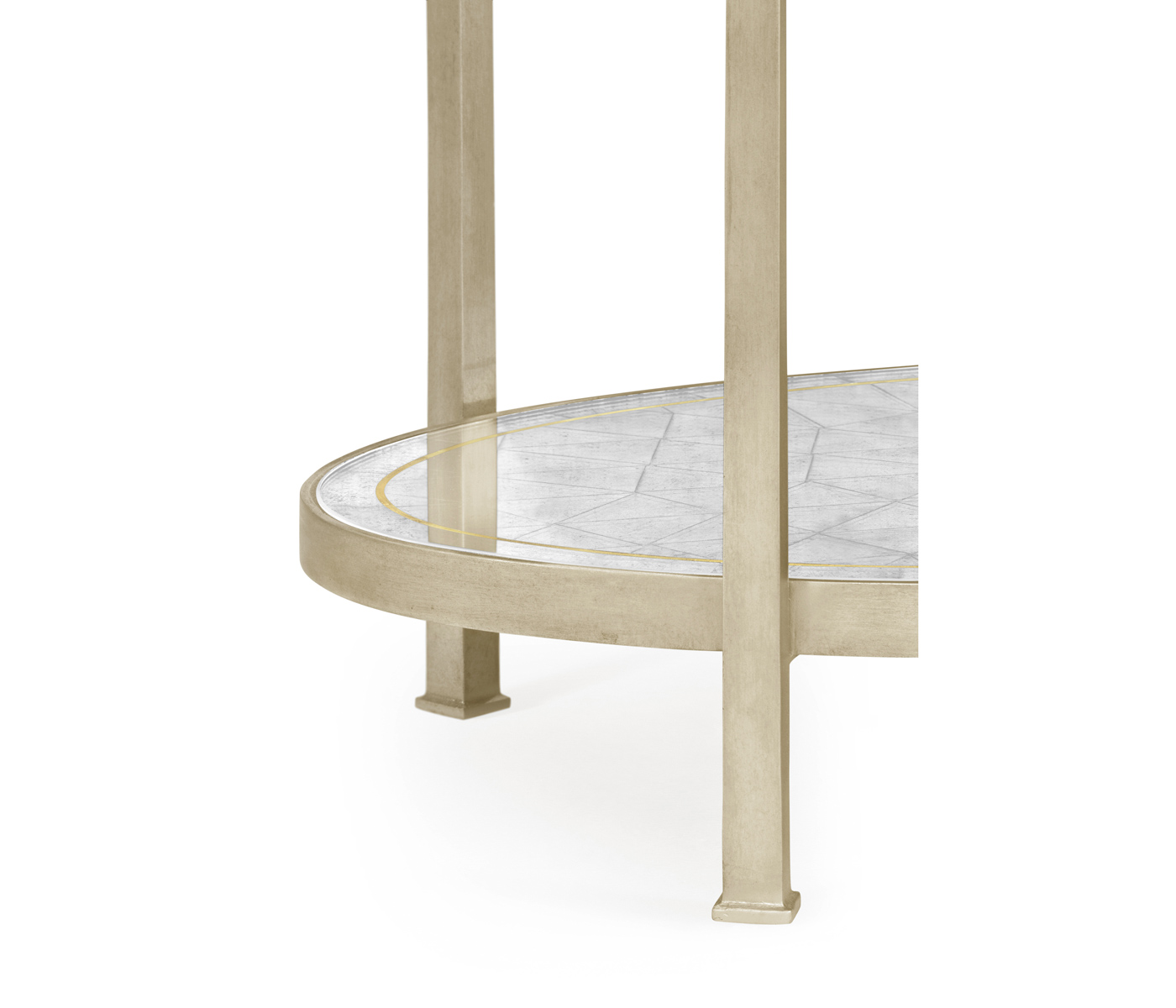 Large Églomisé & Silver Iron Three-Tier Table