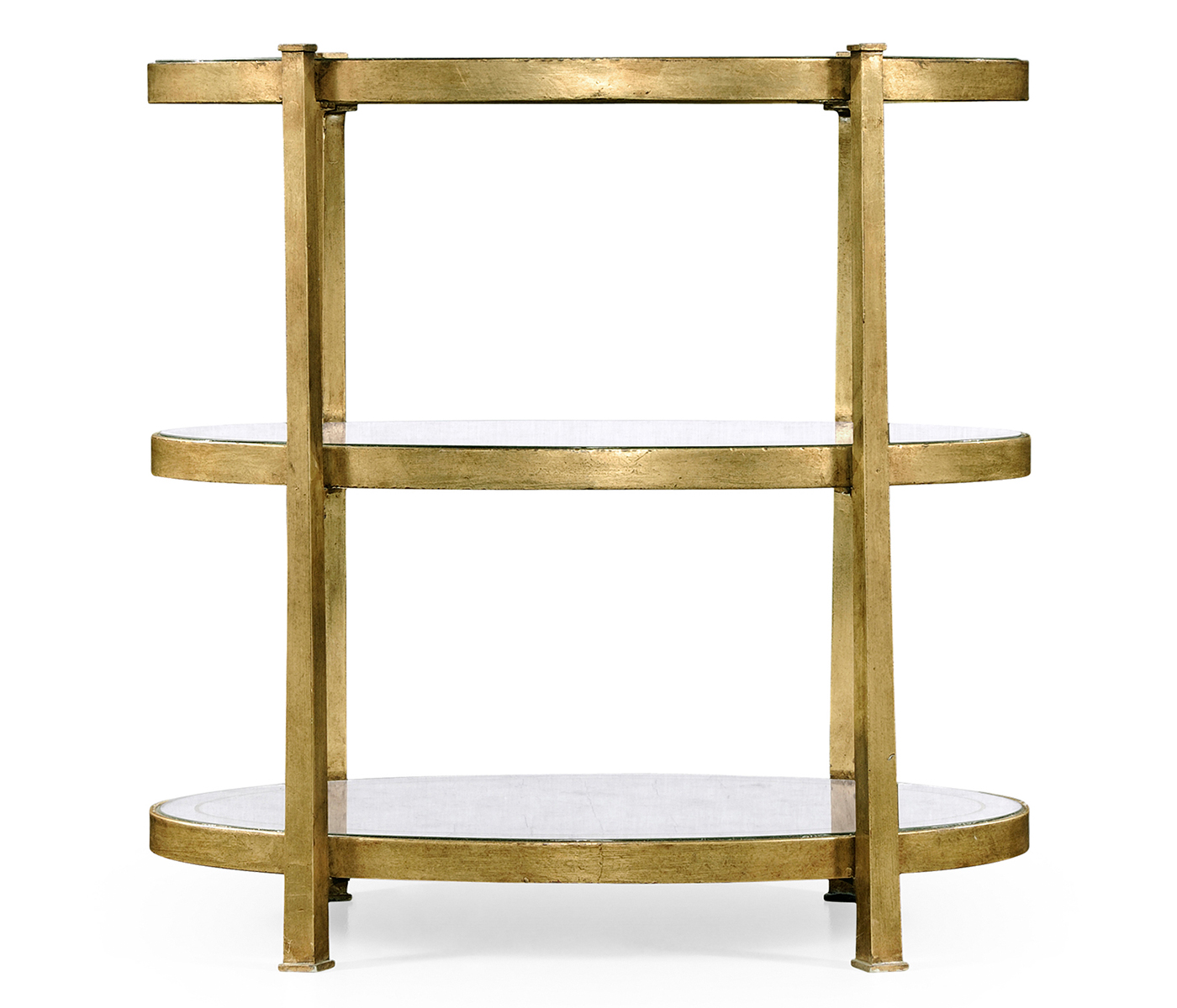 Small Églomisé & Gilded Iron Three-Tier Table