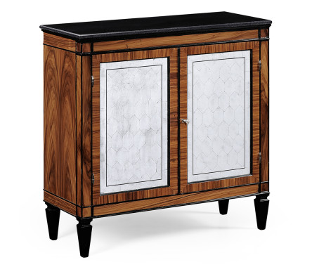Rosewood & ebonised marble topped side cabinet
