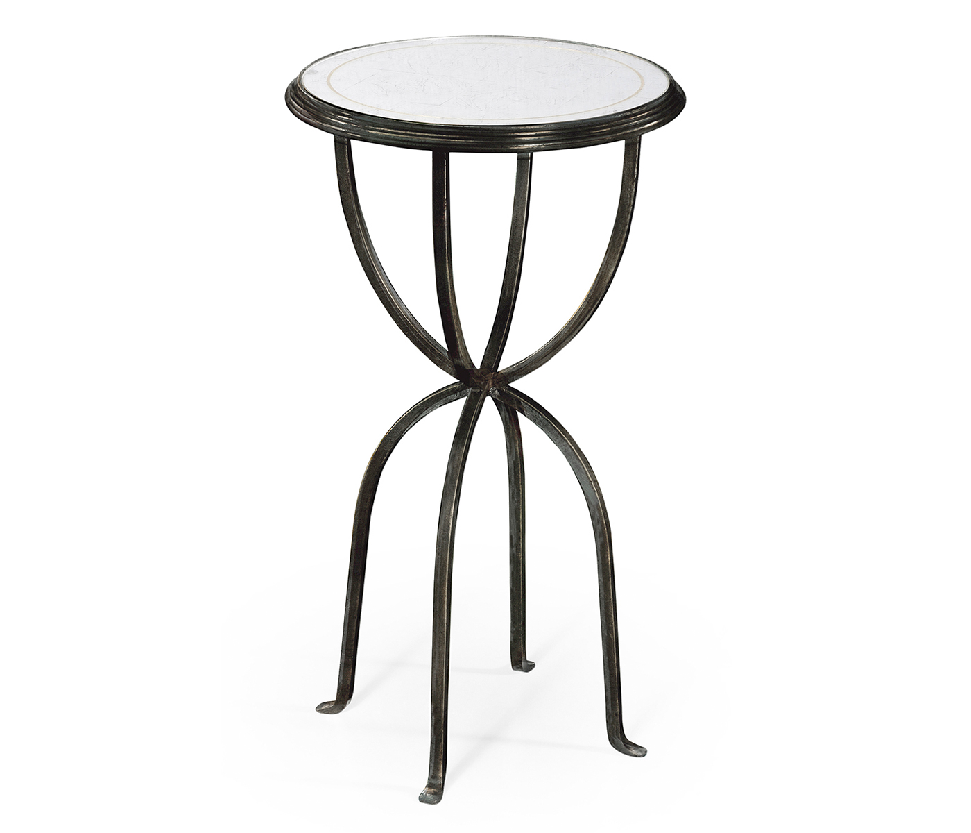 Églomisé & Bronze Iron Lamp Table with Bunched Legs