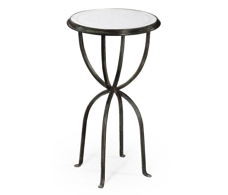Églomisé & Bronze Iron Lamp Table with Bunched Legs