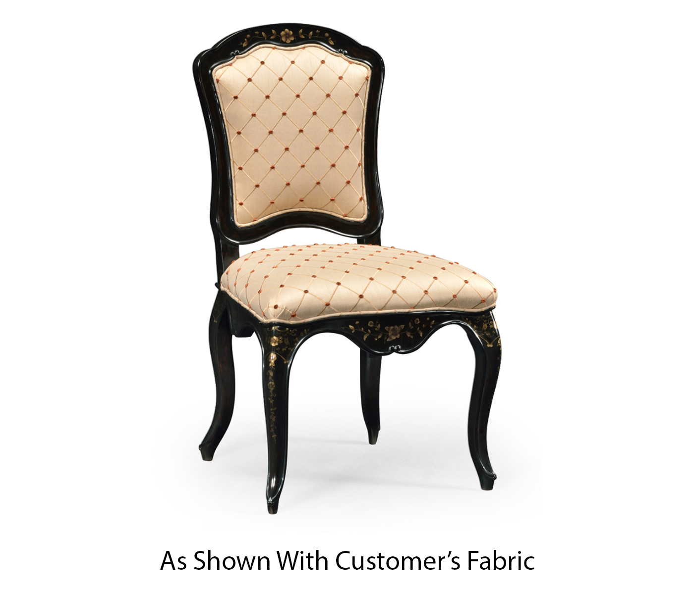 Black & Gilded Floral Side Chair