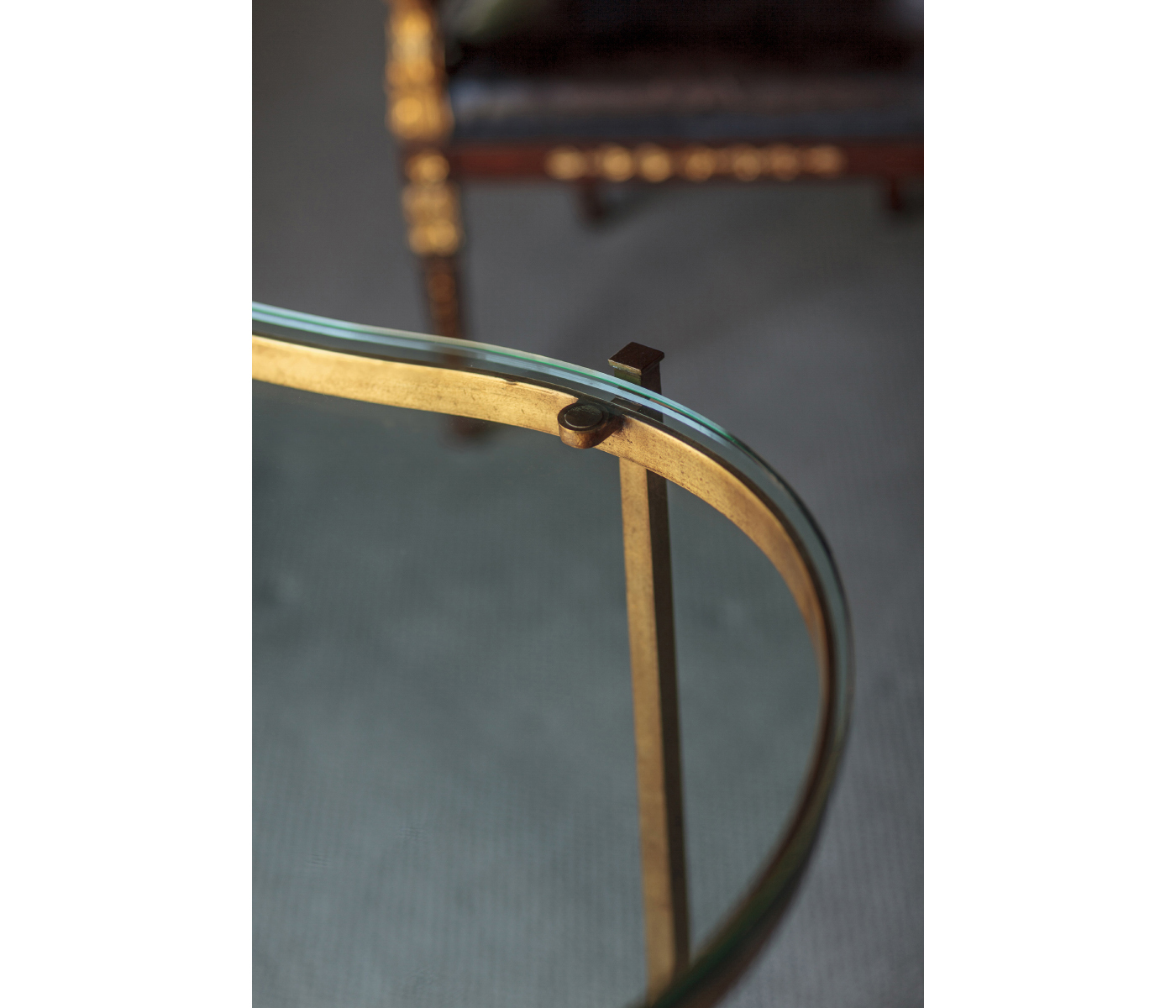 Gilded Kidney Desk with Glass Top