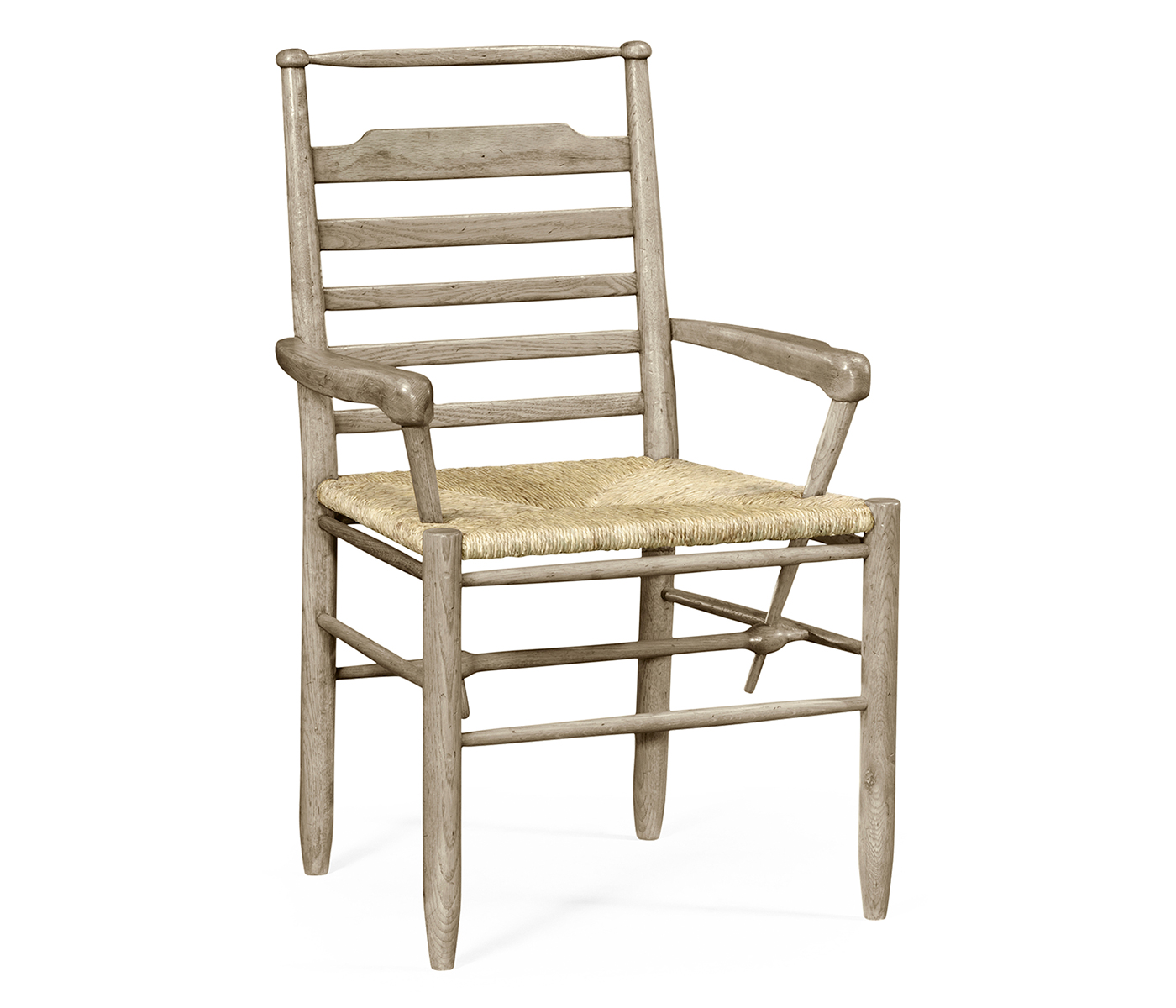 Grey Oak Ladder Back Country Arm Chair