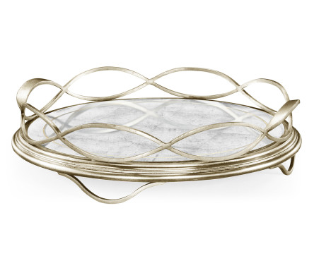 Églomisé & Silver Circular Tray