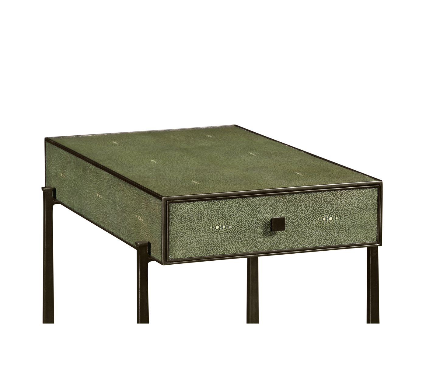 Green Faux Shagreen Bronze Side Table