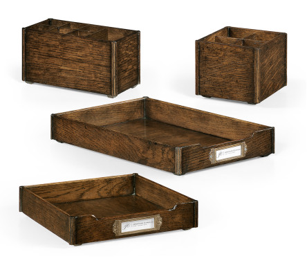 Dark Oak Stationery Organiser Set