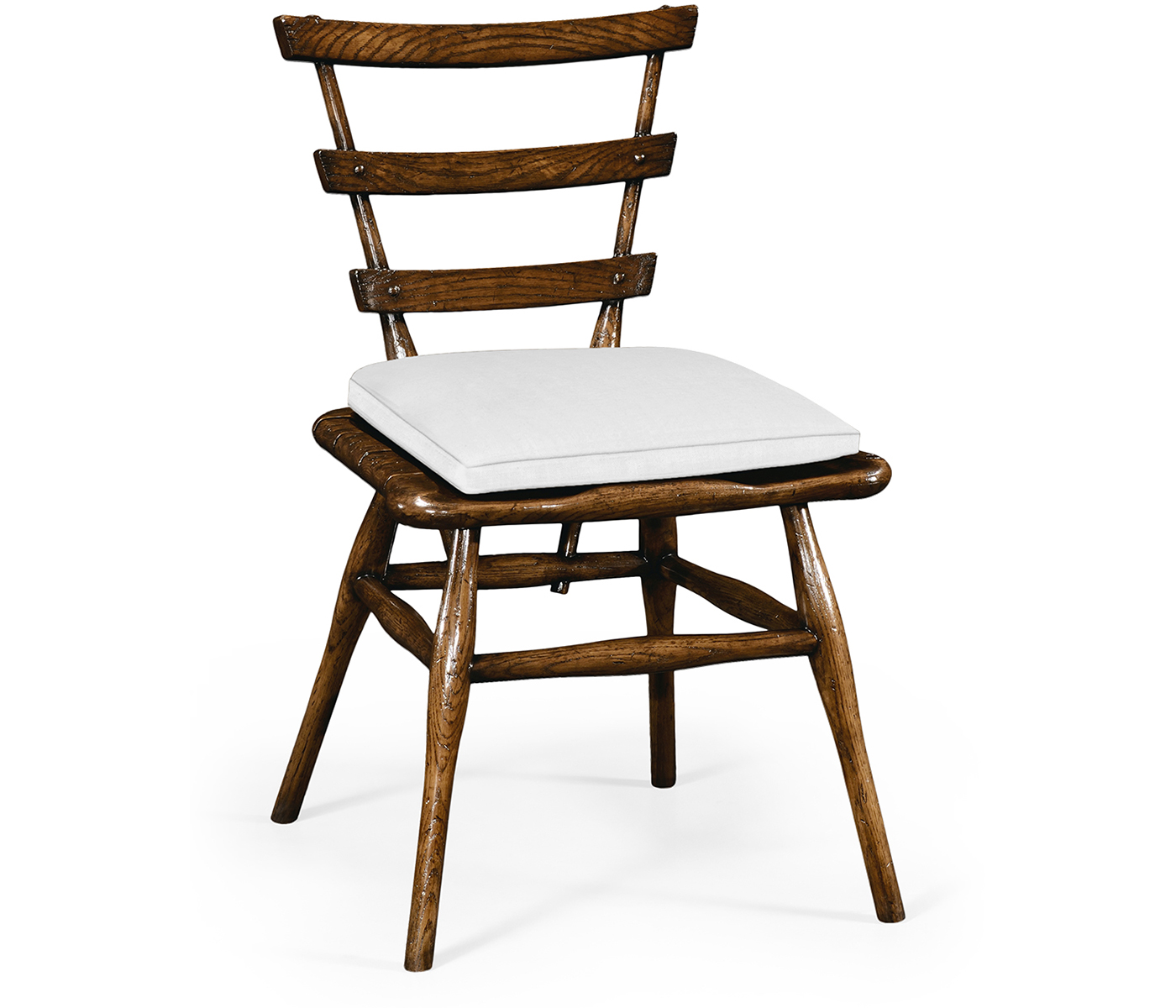 Country Style Dark Oak Side Chair With Cushion