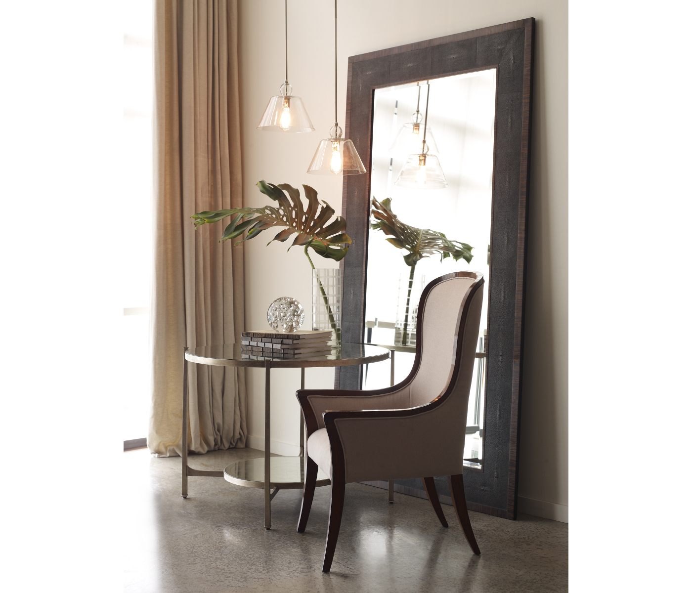 High Curved Back Walnut Dining Arm Chair