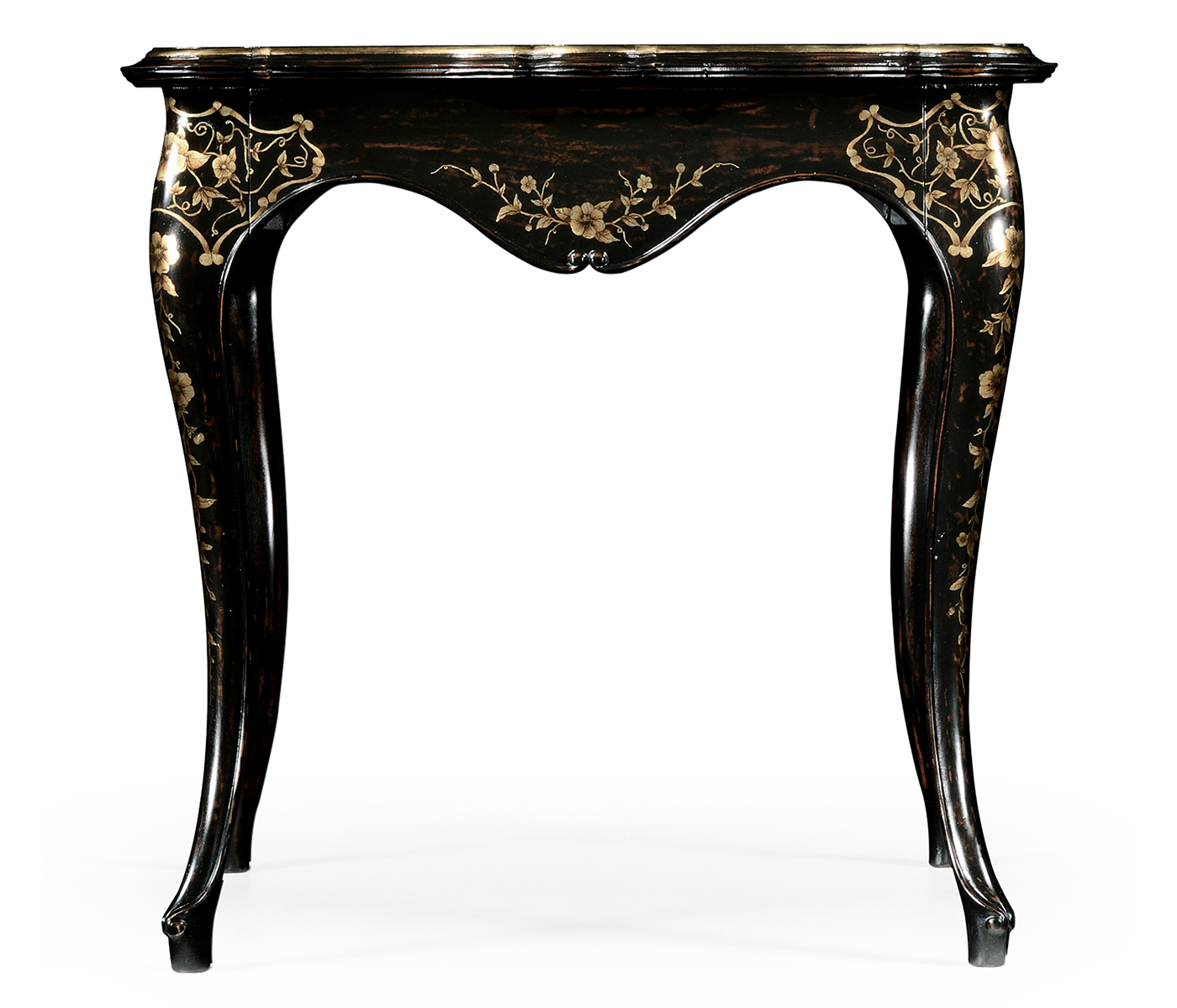 Black & gilded floral side table églomisé top