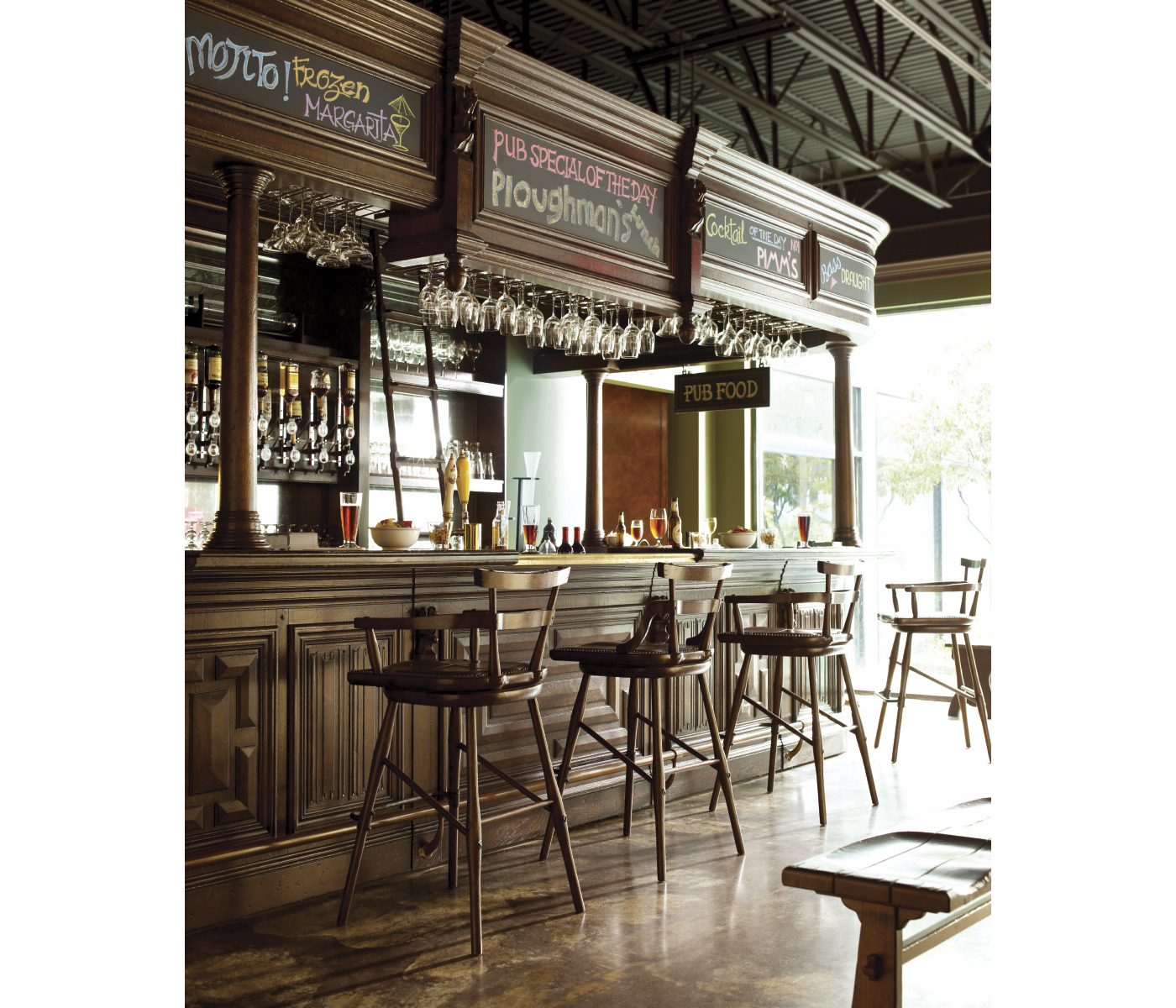 Grey Oak Side Bar Stool with a Studded Dark Grey Leather Seat