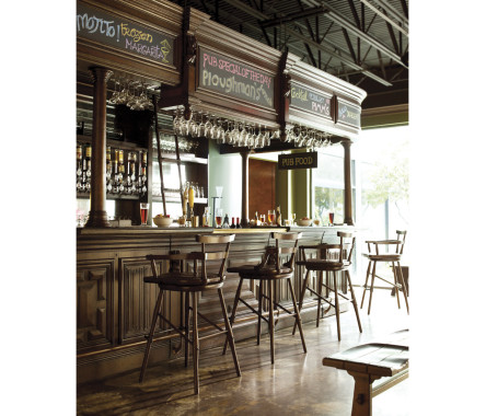 Grey Oak Side Bar Stool with a Studded Dark Grey Leather Seat