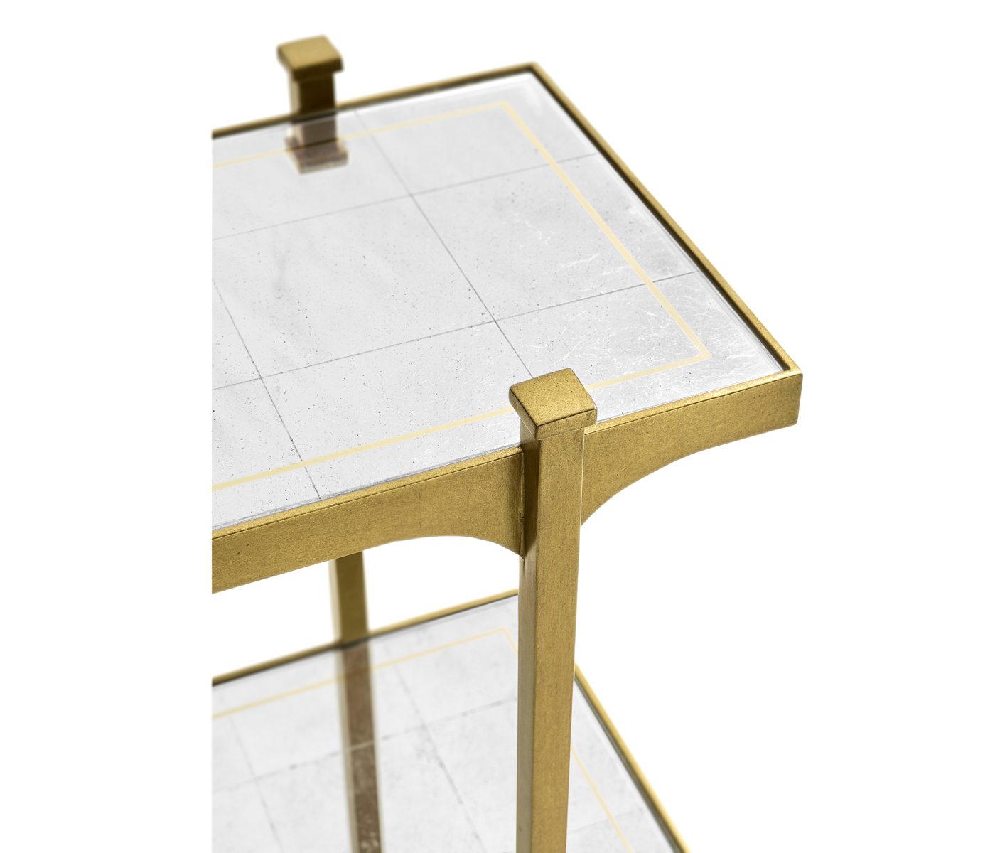 Églomisé & Gilded Iron Three-Tier Étagère