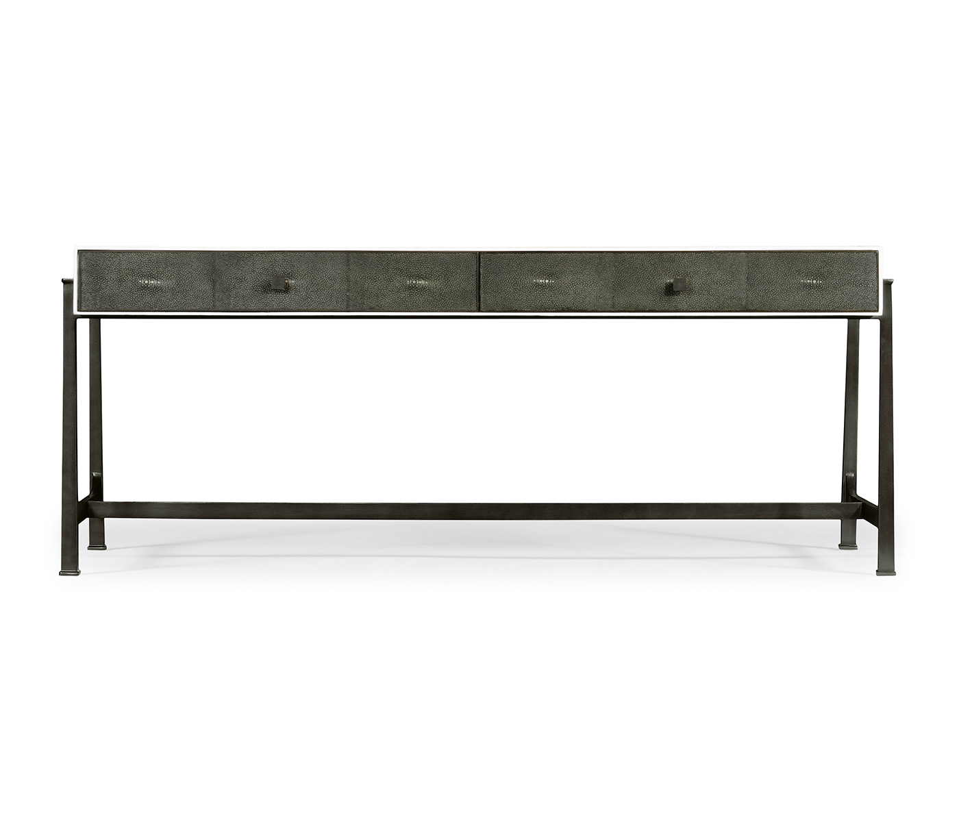 Anthracite Faux Shagreen Coffee Table with Bronze Base
