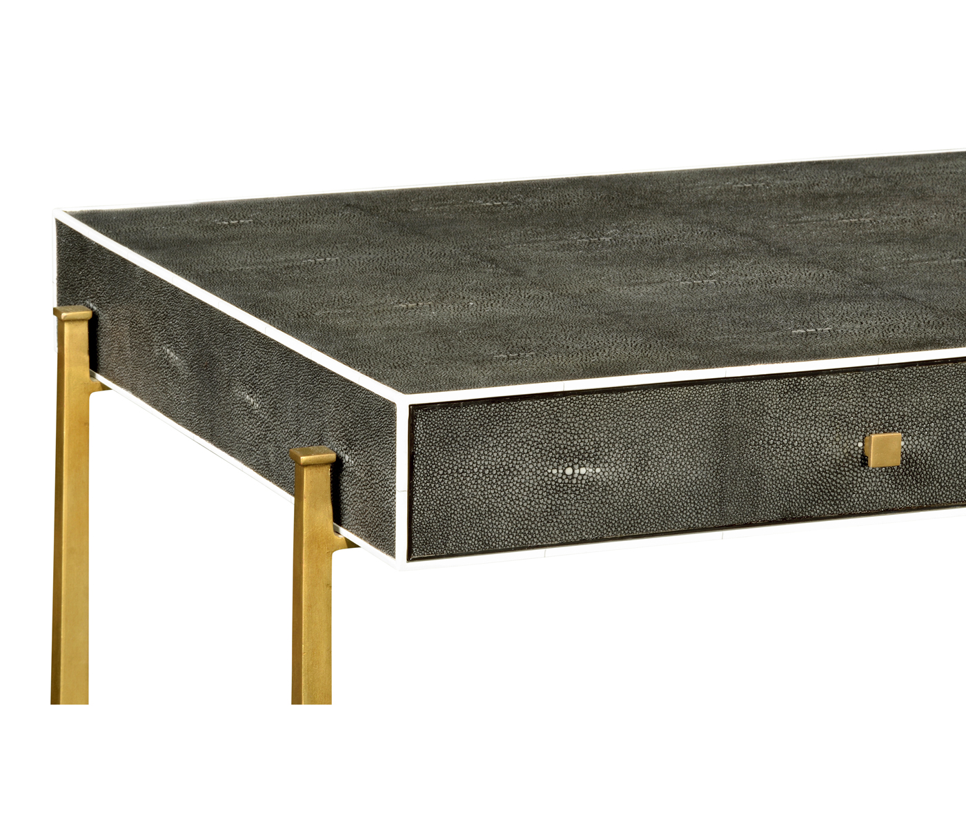 Anthracite Faux Shagreen Coffee Table with Gilded Base