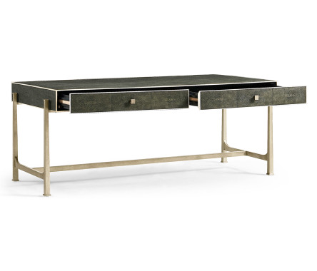Anthracite Faux Shagreen Coffee Table with Silver Base