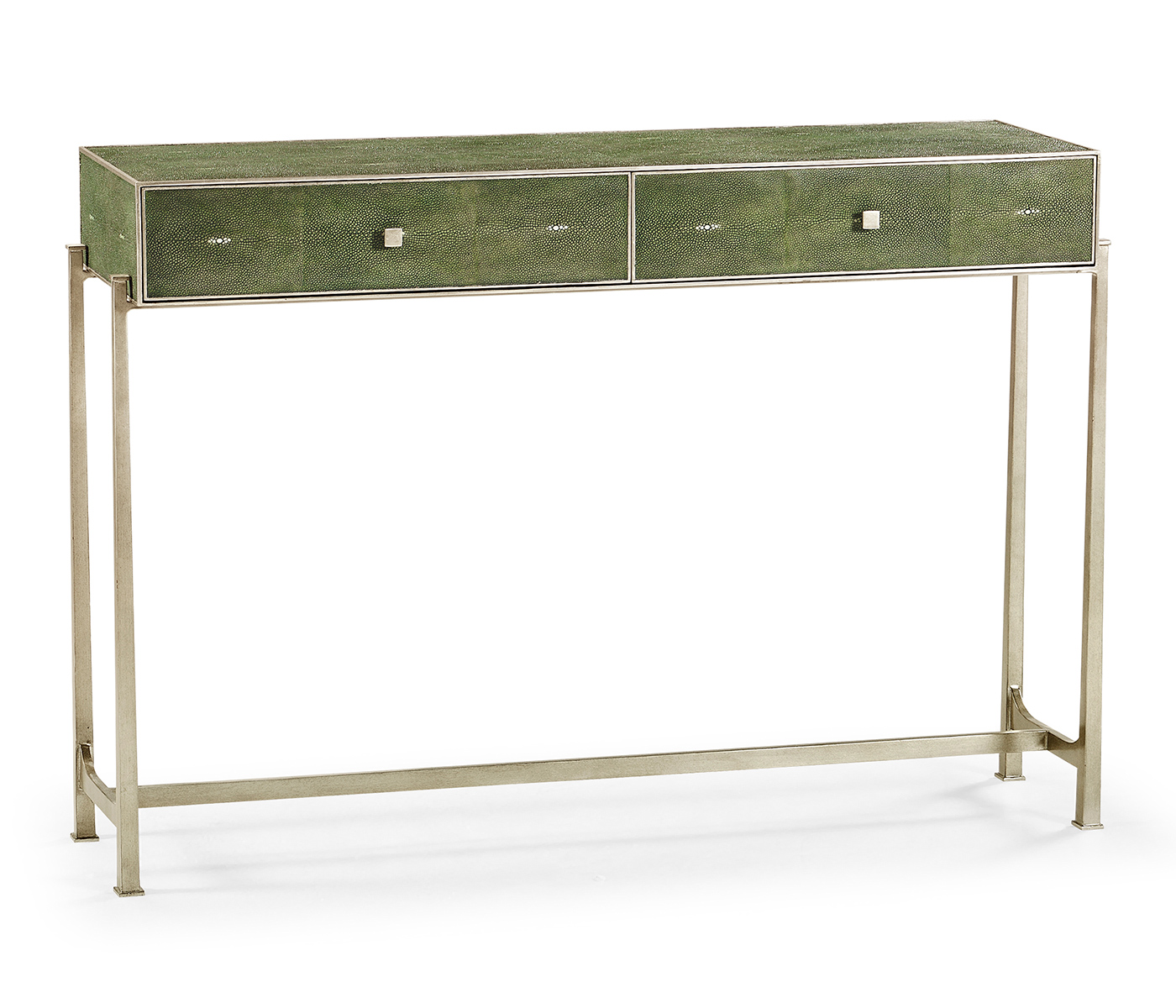 Green Faux Shagreen & Silver Console