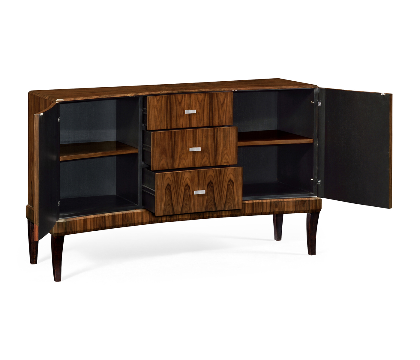 Art Deco curved sideboard with stainless steel (Satin)