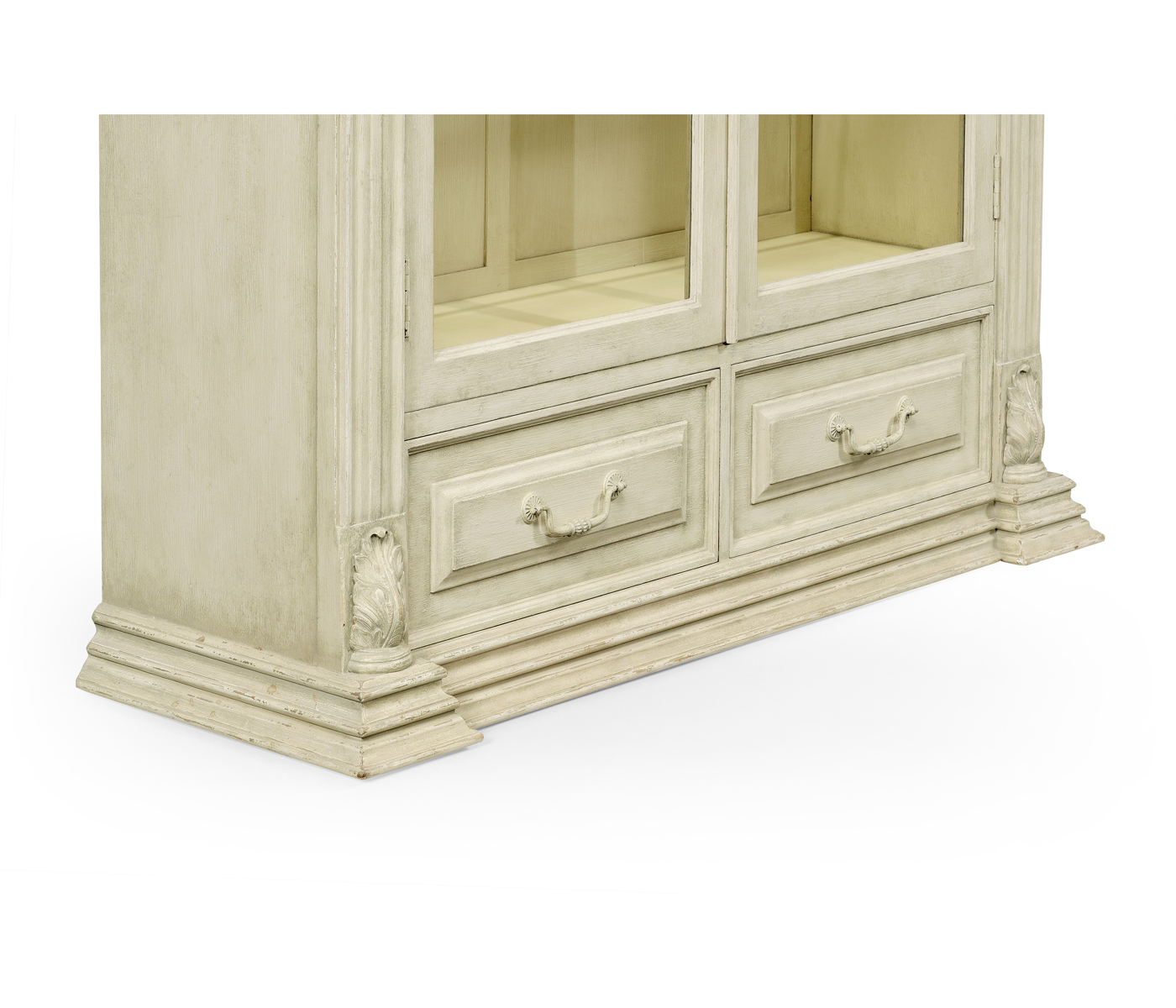 French Provincial Dusty White Glazed China Cabinet