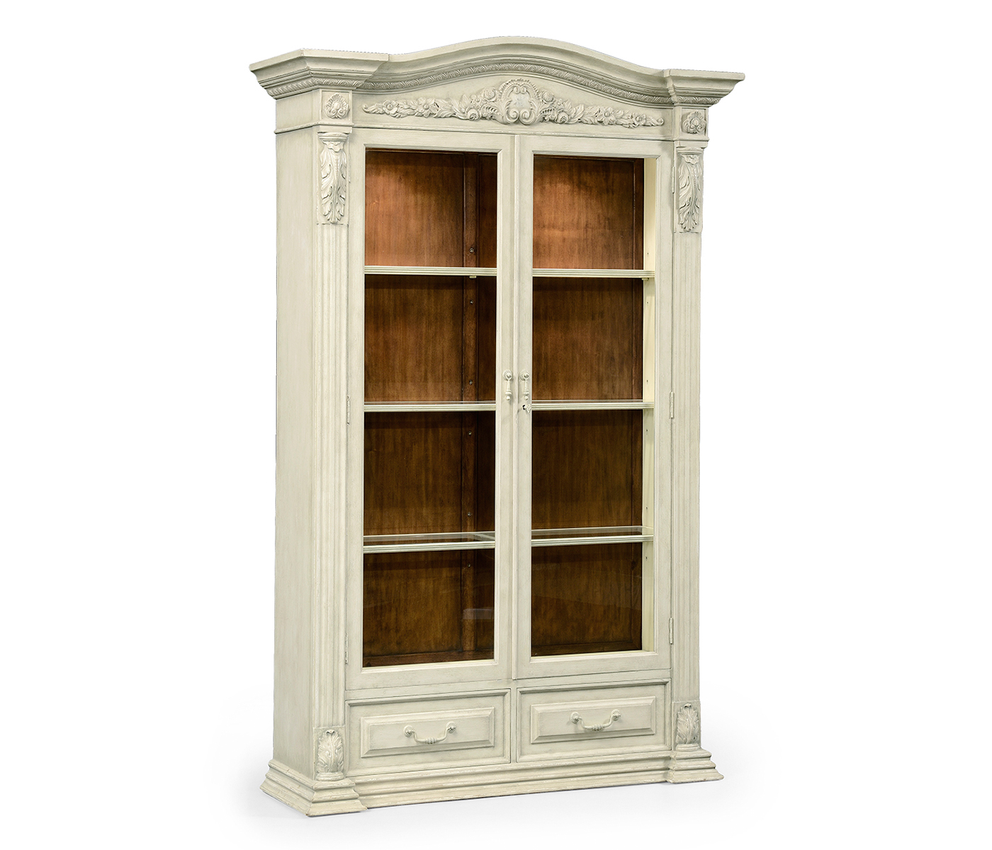 French Provincial Dusty White Glazed China Cabinet