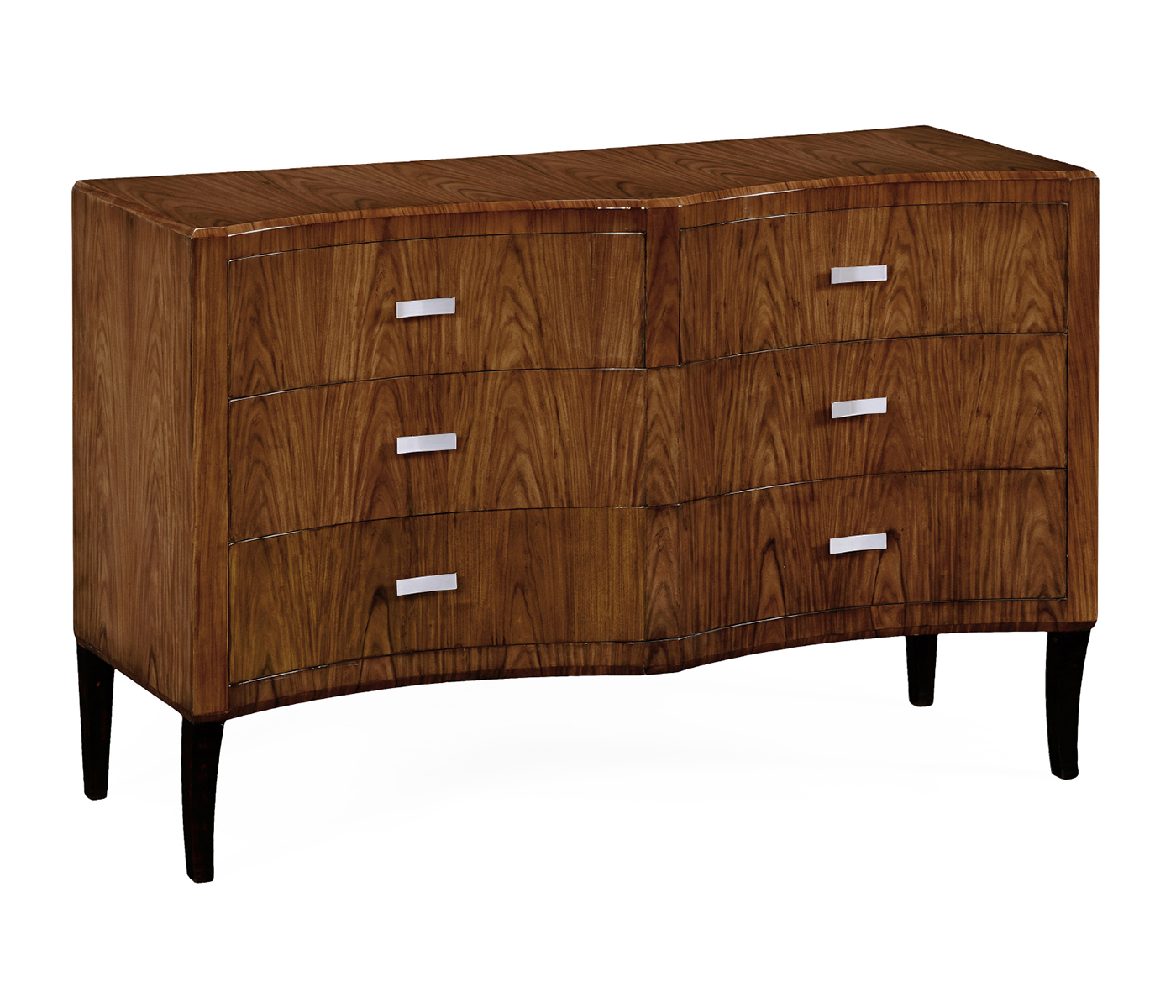 Art deco double concave chest of drawers with stainless steel (Satin)