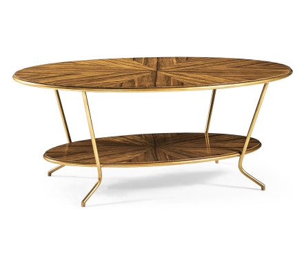 Argentinian walnut veneered oval coffee table