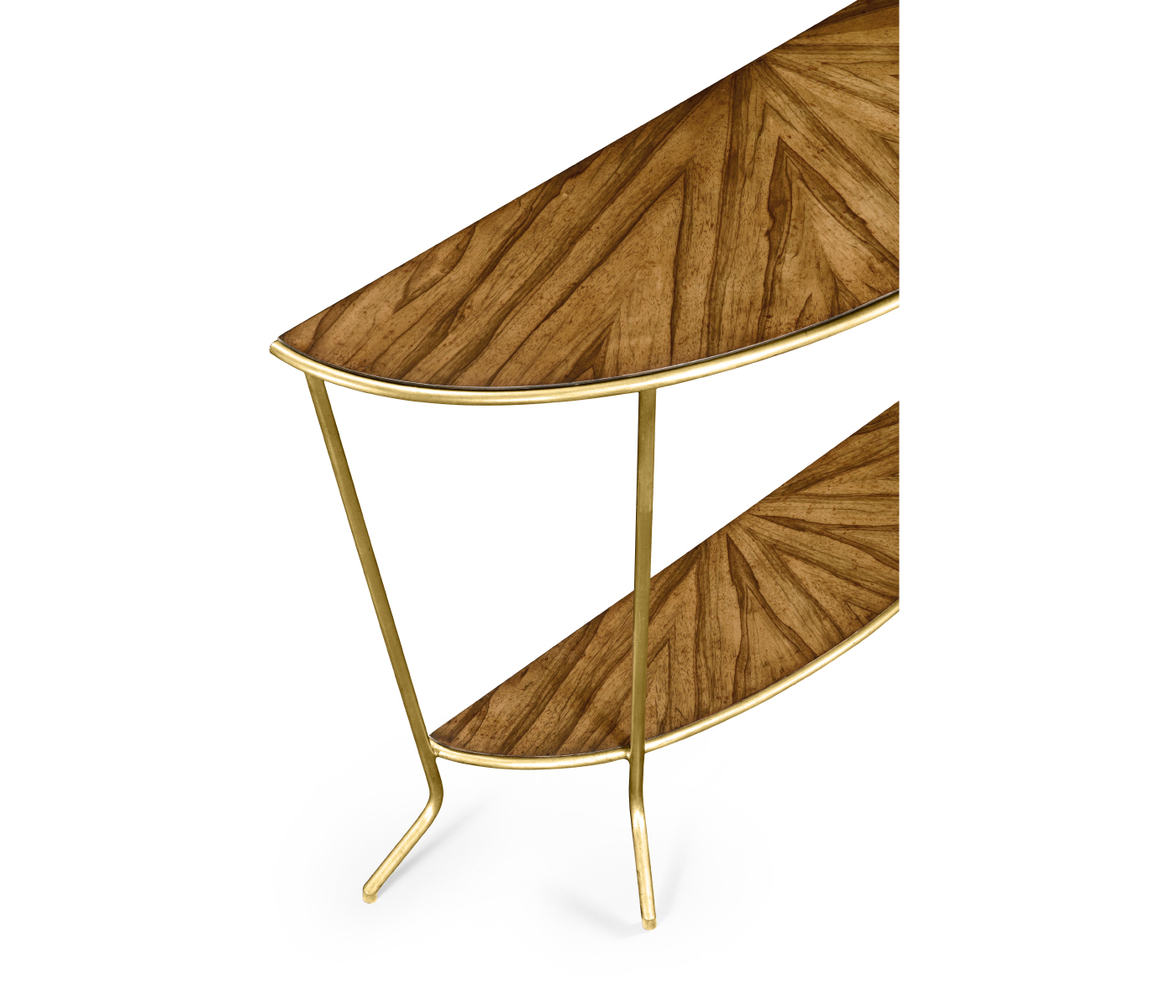 Argentinian walnut veneered demilune console