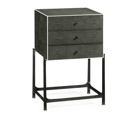 Anthracite Faux Shagreen & Bronze High Chest of Drawers
