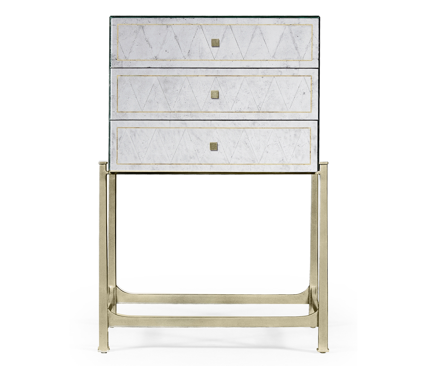 Églomisé & Silver High Chest of Drawers