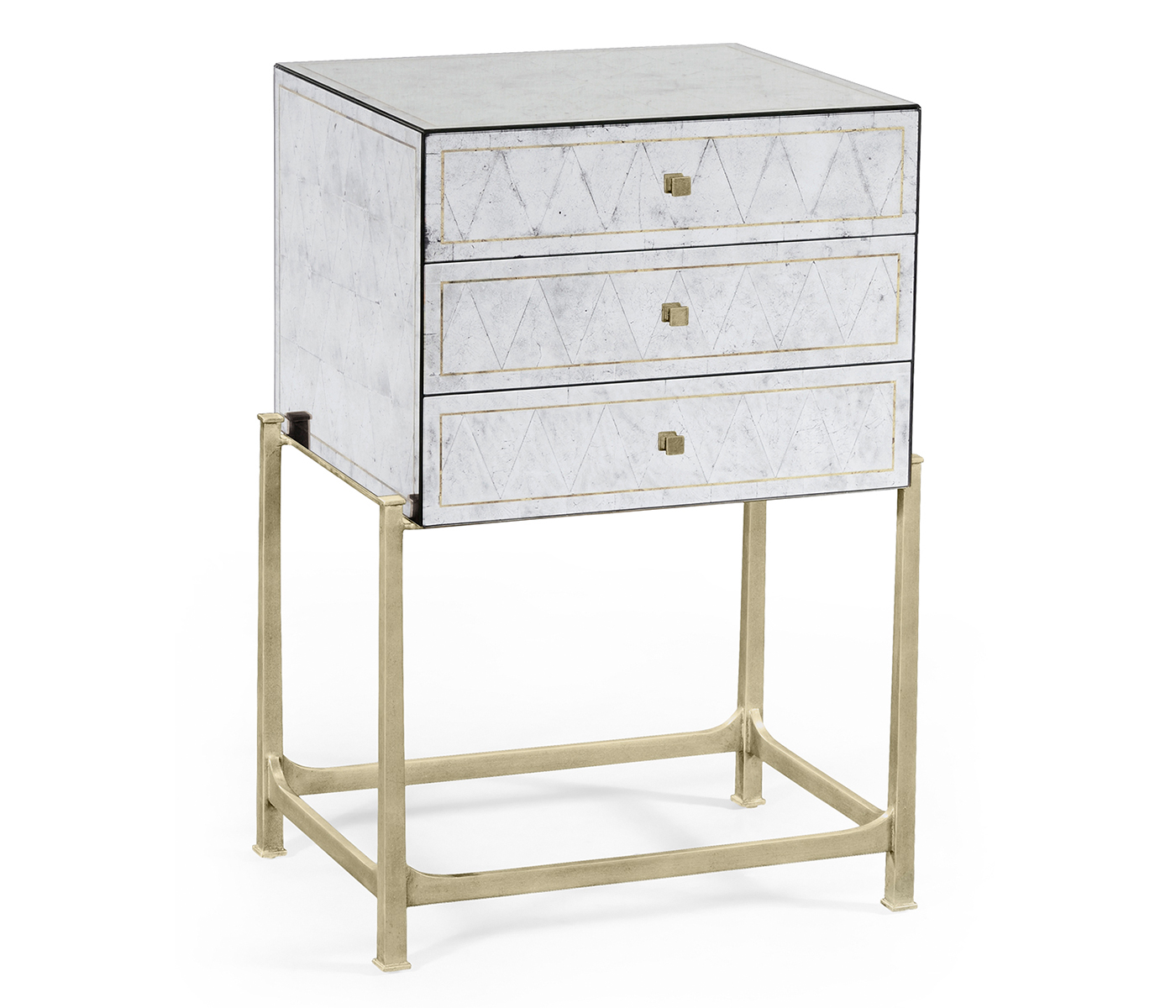 Églomisé & Silver High Chest of Drawers