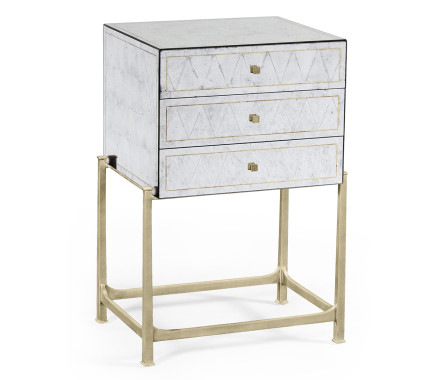 Églomisé & Silver High Chest of Drawers